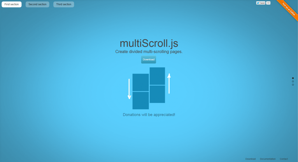 ページスクロールでダイナミックな切り替えエフェクトが楽しい コンテンツスライダー Multiscroll Js 9inebb