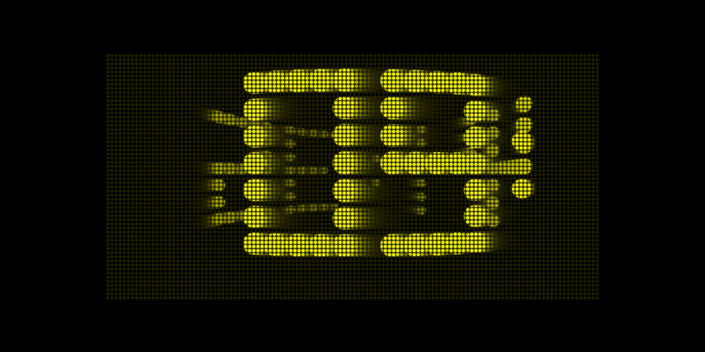 Javascript Canvas で作られた3dに回転する電光掲示板のようなデジタル時計 9inebb
